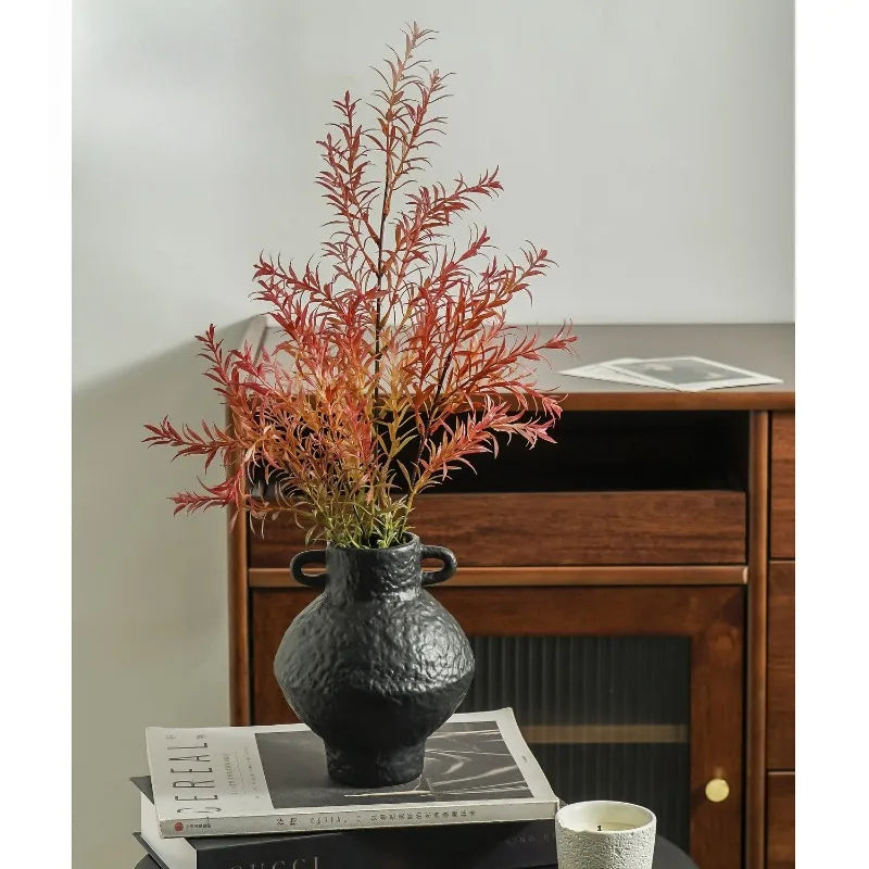 Ins-style Retro Ceramic Vase, Artistic Flower Vase, Living Room Flower Arrangement, Double-ear Pendant, Simple and Elegant Vase Oasis Select