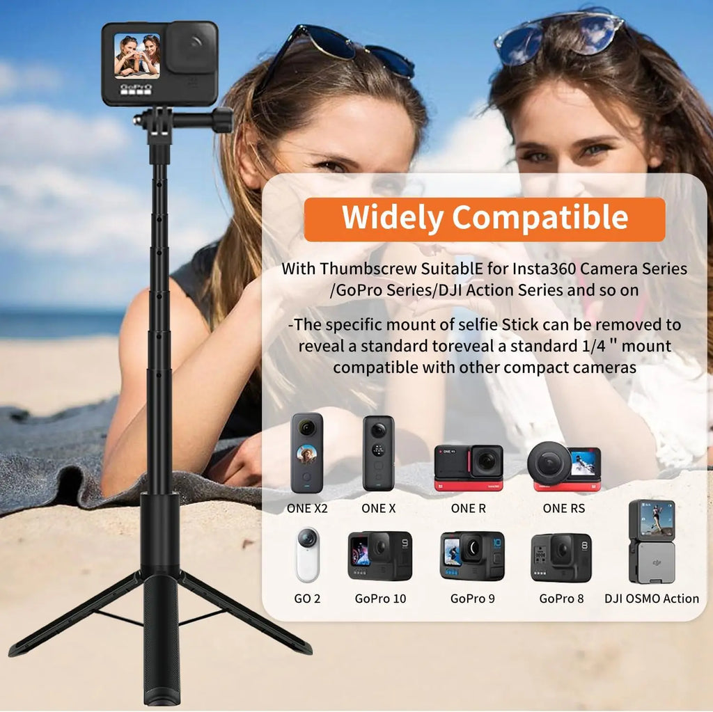 120cm Invisible Selfie Stick Tripod for GoPro, DJI & Insta360