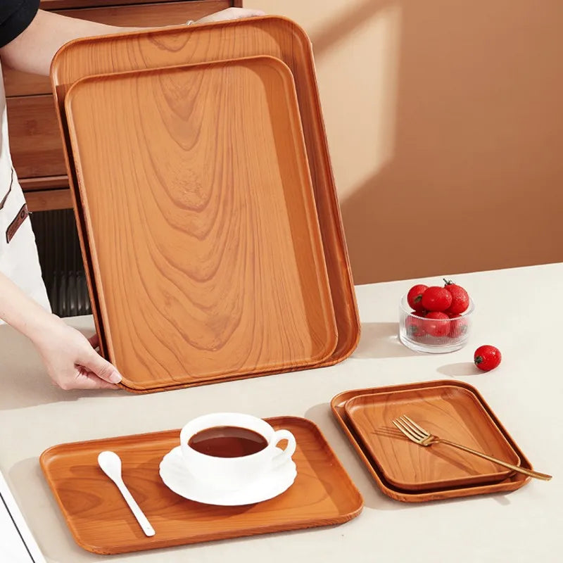 Plastic Tableware Fruit Household Buffet Plate Decorative Candy Trays Rectangular Dessert Dinner Plate for Home Supplies Oasis Select 1 Sets
