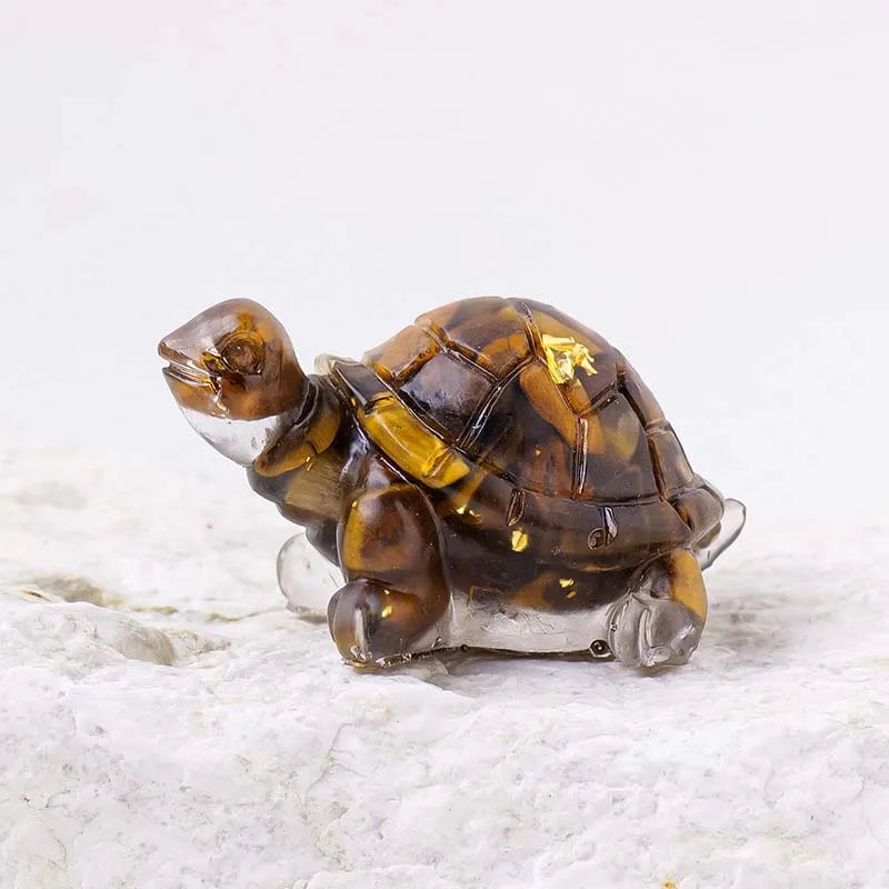 Turtle Natural Crushed Stone Decorative Ornament Crystal Raw Stone Animal Resin Drip Glue Craft Creative Jewelry Accessories Oasis Select 10