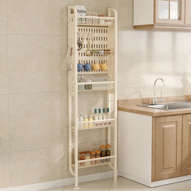 Kitchen door rear rack against the wall hole board hanger refrigerator side storage free punching bathroom crack rack Oasis Select