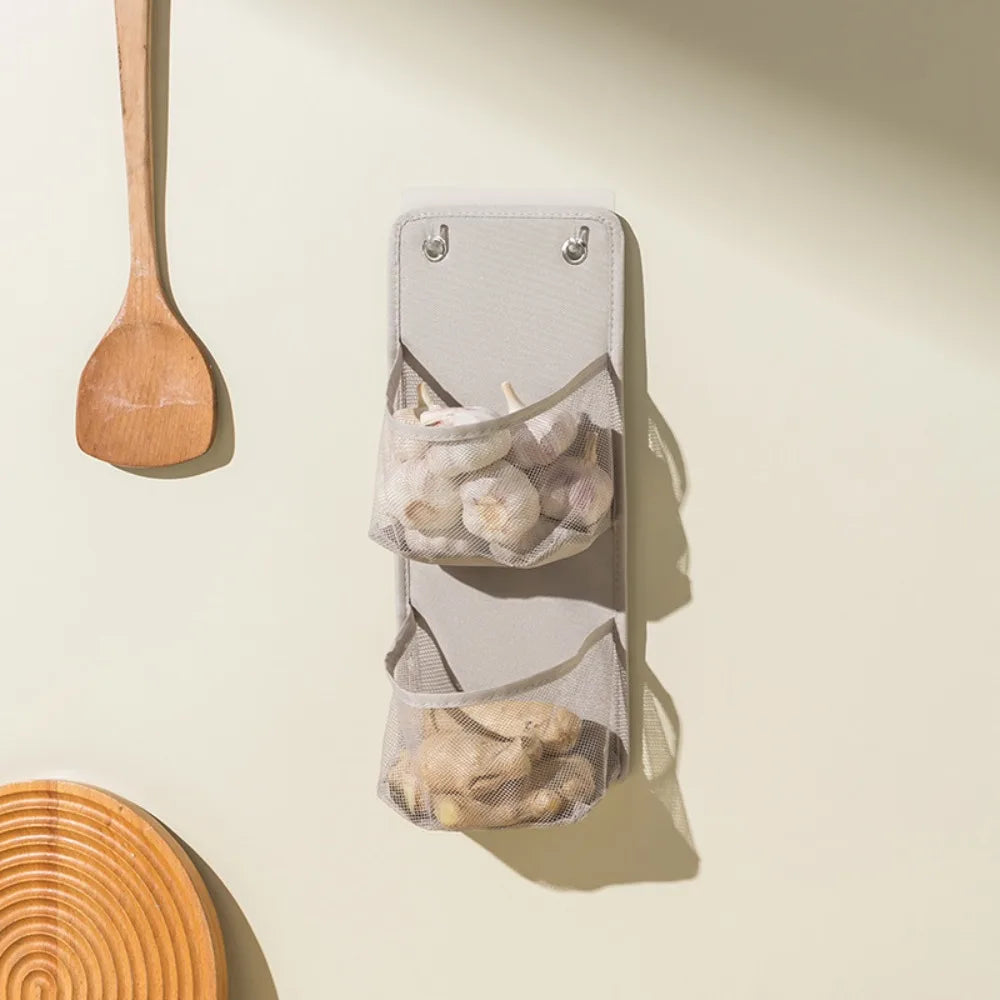 Wall-Mounted Mesh Storage Basket | No-Drill Kitchen Organizer
