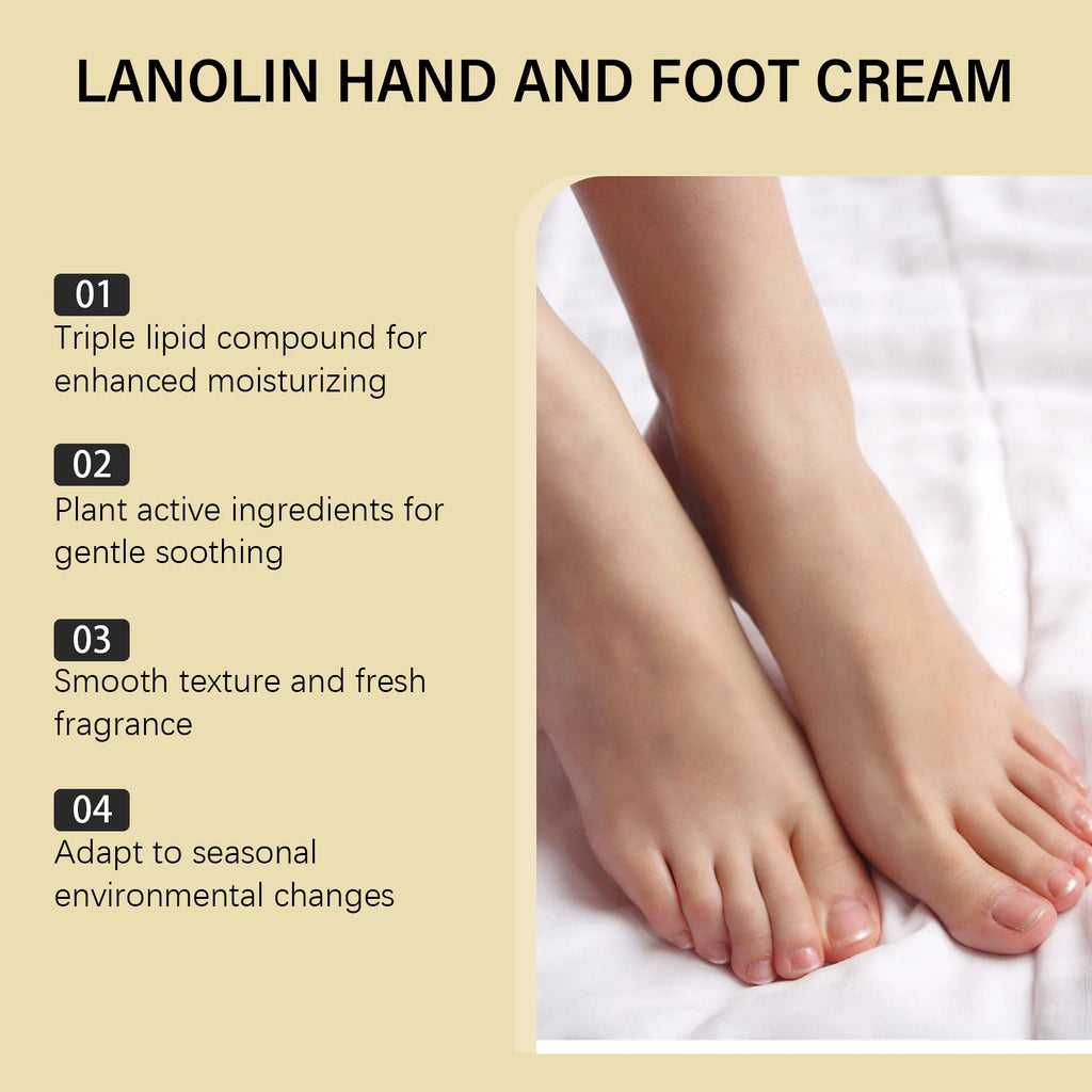 Lanolin Hand Foot Cream Deep Moisturizing Exfoliates Removes Dead Skin Softens Hands Anti-Crack Non-Greasy Hydration Cream Oasis Select