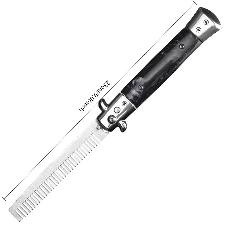 1pcs Stainless Steel Foldable Automatic Combs Knife Brushes Hair Trimmer Comb Brush Accessories Butterfly Mens Pocket Knife Comb Oasis Select