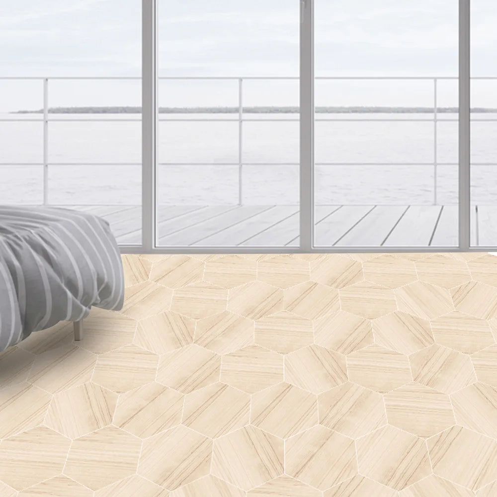 Stereoscopic simulation hexagonal imitation wood grain self-adhesive ceramic tile decorative anti-skid laminated floor tile Oasis Select