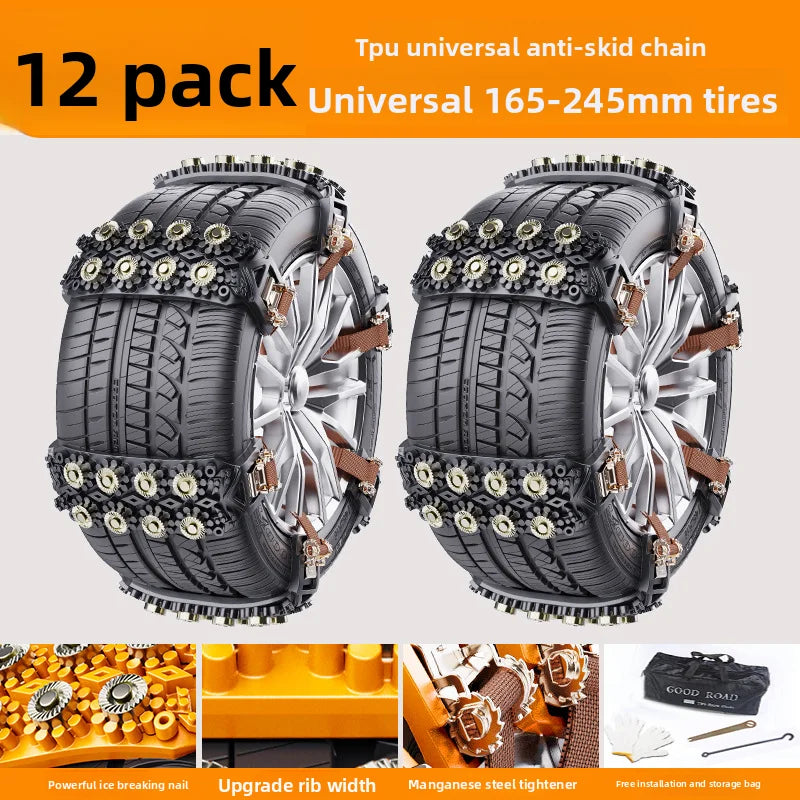 Automobile tire anti-skid chain, sedan off-road vehicle universal anti-skid escape chain Oasis Select 12PCS