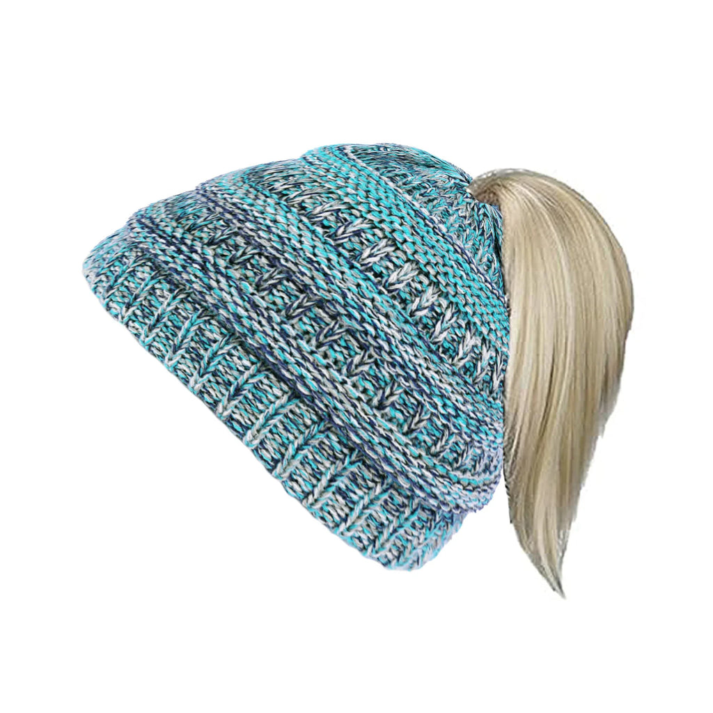 Colorful knitted hat, children's hat, empty top hat, ponytail hat, warm skull hat, dome shaped hat Oasis Select 5