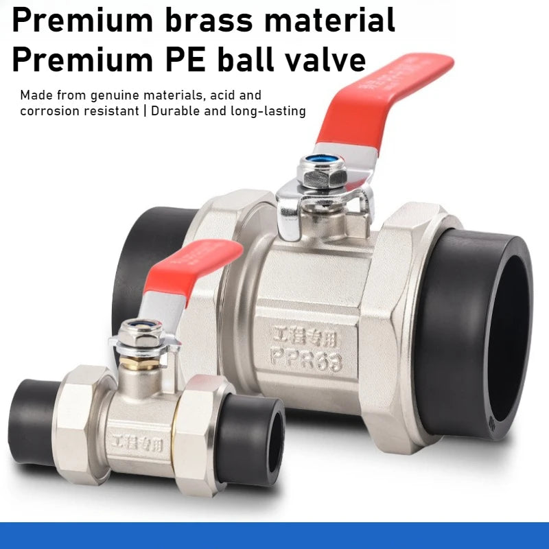 Brass High-pressure Ball Valve PE Double Head Ball Valve 4-point Switch Straight Through PE Double Hot Melt Copper Ball Valve Oasis Select