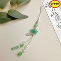 Daily Use Exquisite Phone Chain Decoration Lotuses Flower Pendant Keyring Handmade Beaded Cellphone Accessory Oasis Select green