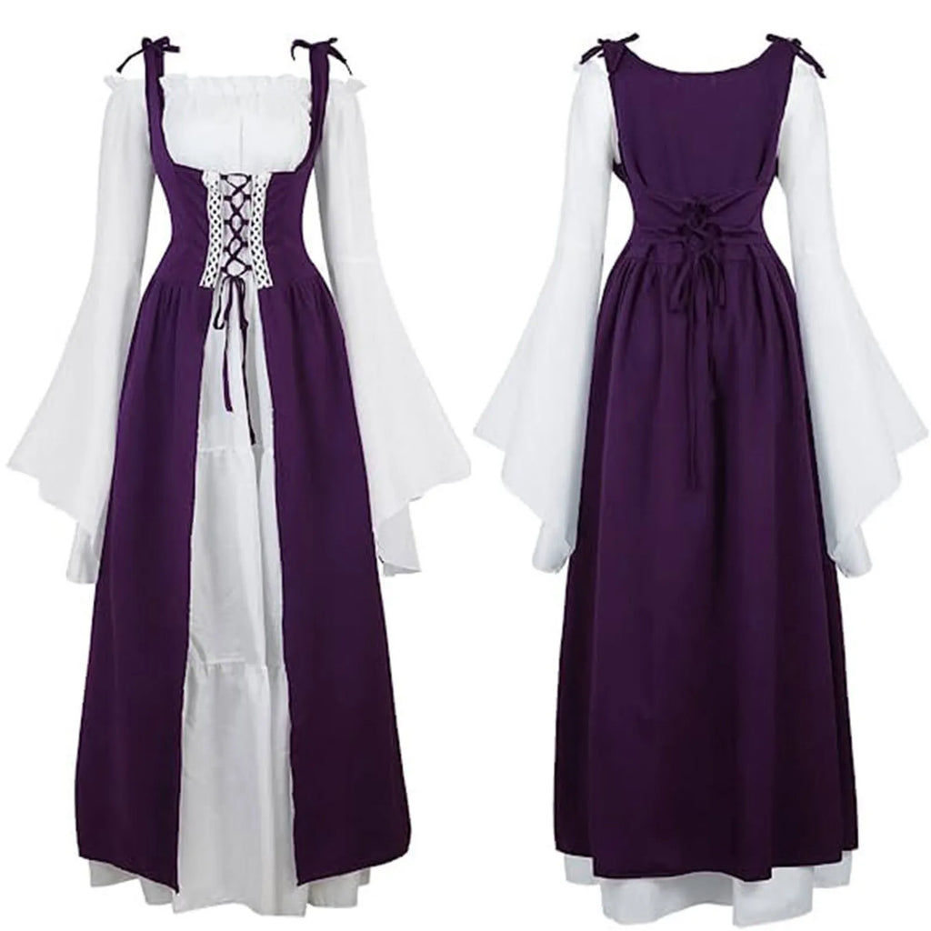 Women's Medieval Corset Lace-Up Dress | Halloween Cosplay Costume Dress Oasis Select Purple XXL