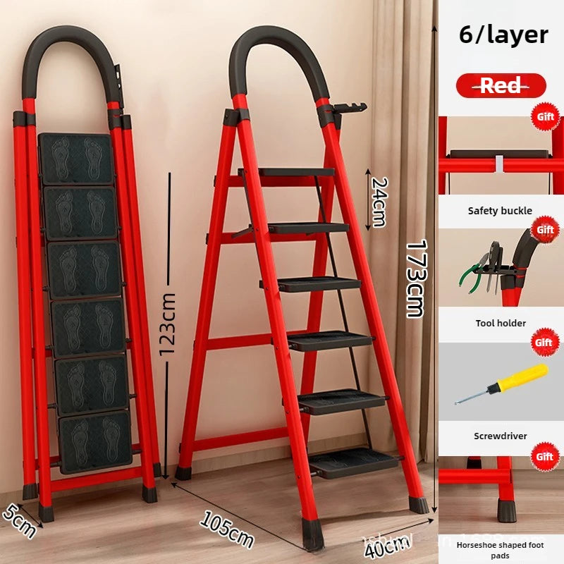 Ladder, zigzag ladder, folding ladder, three four five six step ladder, thickened carbon steel engineering ladder Oasis Select Redsixstep