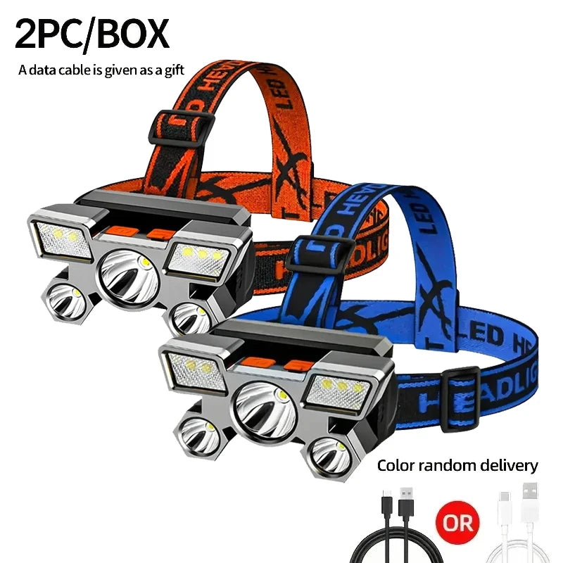 5 LED Rechargeable Headlamp – 8 Modes, IPX4, 200 Lumens