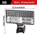 For Mak 18V Li-ion Battery LED Work Light 3/4 Inch Flashlight Portable Emergency Flood Lamp Camping Lamp Oasis Select 8inch