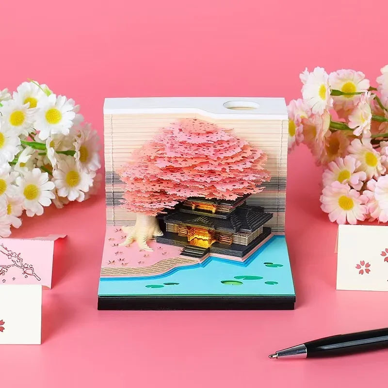Treehouse 3D Desktop Calendar Sticky Notes Creative Crafts Souvenirs Paper Carvings Memo Pad New Year Gifts Office Ornament Oasis Select PK calendar