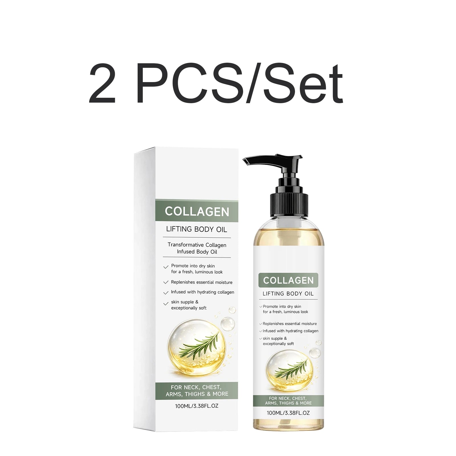 2026 New Collagen Body Oil Lifting Firming Hydrating Massage Oil Dry Skin Smooth Non-Greasy 100ml Rosemary After Shower Body Oil Oasis Select 2 PCS