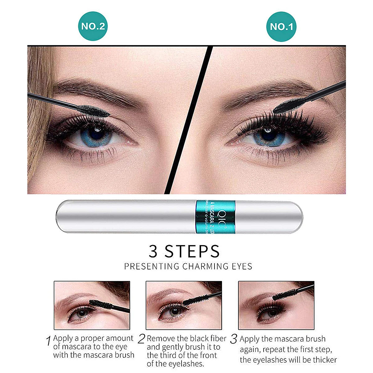 QIC Silk Fiber Mascara – Waterproof, Volumizing & Lengthening