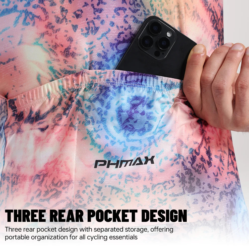 PHMAX Men's Bicycle Jerseys Short Sleeve Breathable Road Maillot Bicicleta Summer Quick Dry Pro Cycling Apparel With 3 Pockets Oasis Select