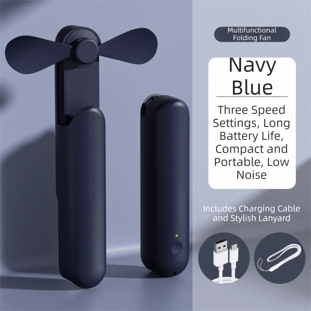 Compact Body Retractable Handheld Fan USB Charging Flexible Design Mini Handheld Fan Lightweight Quiet Operation Portable Fan Oasis Select Blue