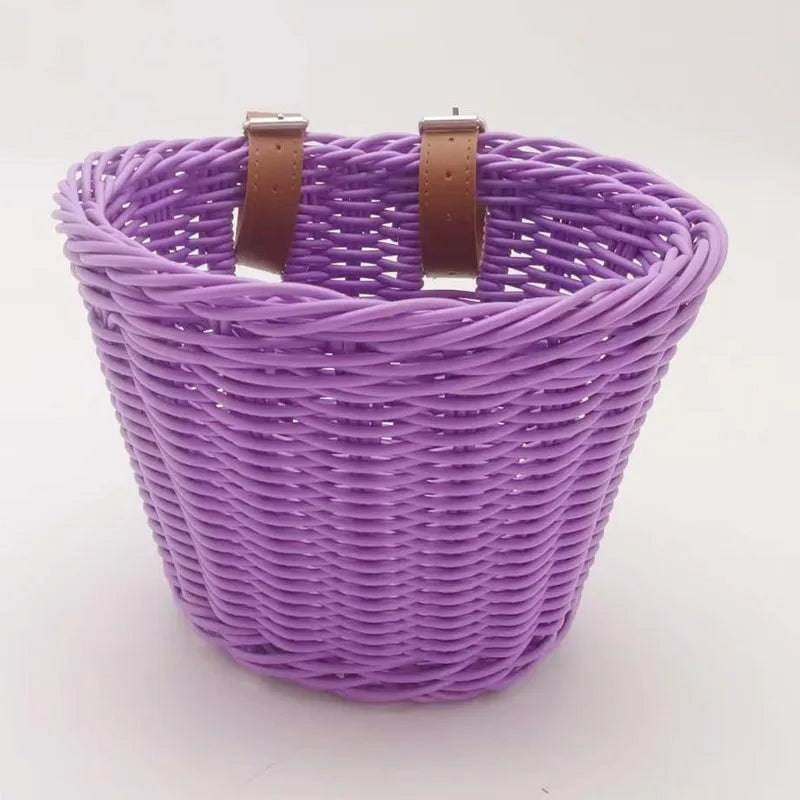 Eco-friendly Woven Rattan Baskets - Fit Scooters Baby Walkers Children's Bikes & Electric Vehicles Multiple Sizes Rattan Basket Oasis Select Purple 21x17x16CM