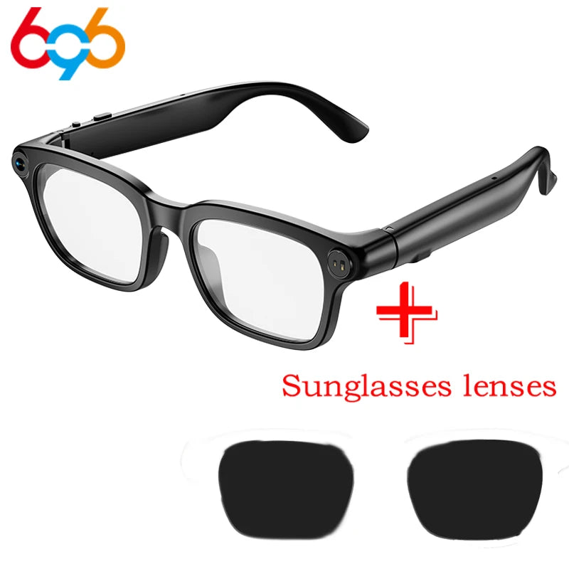 Smart AI Glasses 800W Shooting Camera HD Photo Video BT Call Eyewear Voice Assistant Real-Time Translation Sunglasses Waterproof Oasis Select BKTMMJ