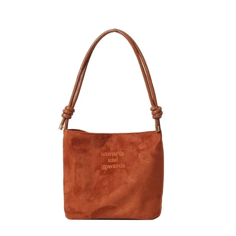 Women's Suede PU Tote Shoulder Bag | Large Capacity Letter Pattern