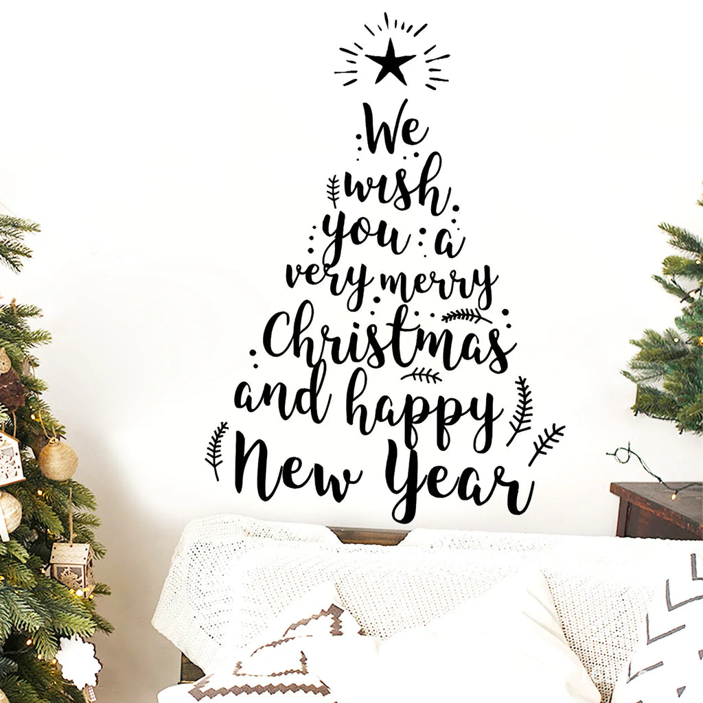 Xmas Tree Stickers Decorative Removable Wall Decals Festive Window Stickers Pvc Holiday Wall Stickers For Window Office Living Oasis Select