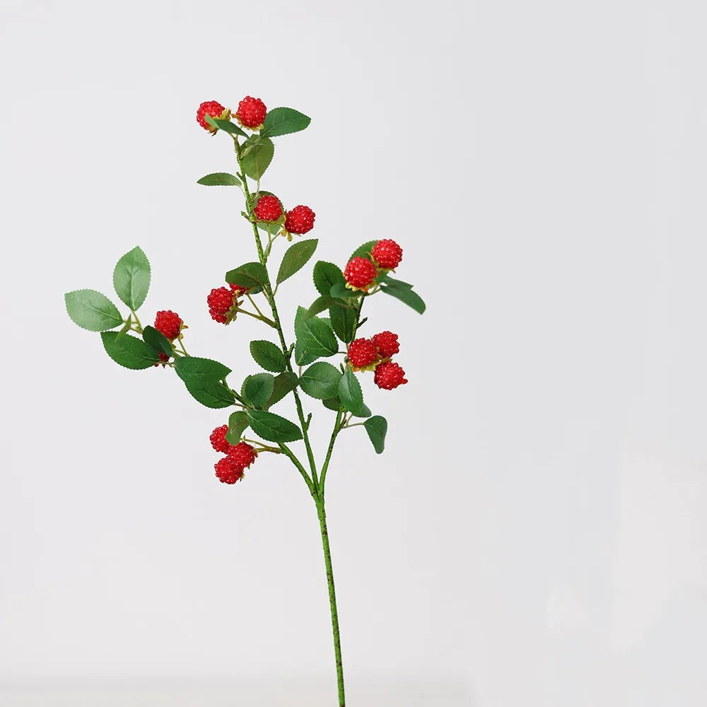 Realistic Artificial Raspberry Branch | Faux Fruit Décor 65cm Artificial Flower Branch Oasis Select Light Red