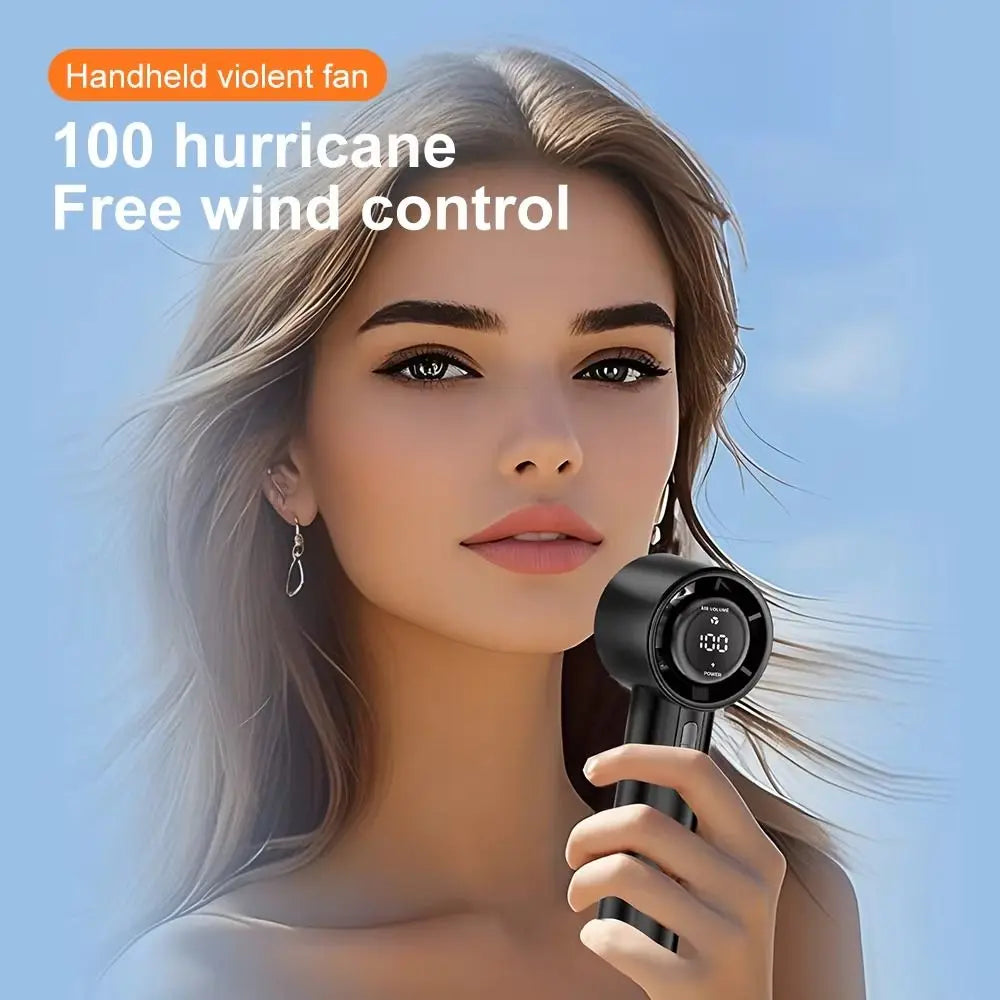 USB Rechargeable Mini Handheld Fan Powerful Wind Ultra-Quiet Small Electric Fan 100 Speed 3000 MAh Cooling and Ice Pack Fan Oasis Select