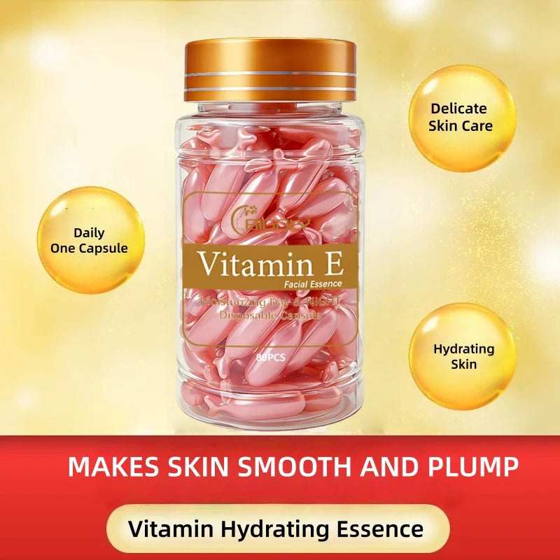 Vitamin E Facial Essence Capsules – 80pc Hydrating Face Oil Face Essence Capsules Oasis Select