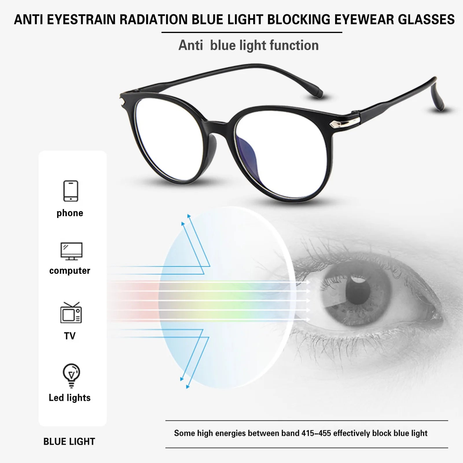Blue Light Blocking Gaming Glasses – Anti-Fatigue Unisex Blue Light Glasses Oasis Select Black