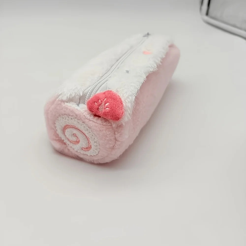 Plush Pencil Case, Cute Stationery Bag, Plush High-value Student Large Capacity Stationery Box Oasis Select Pink