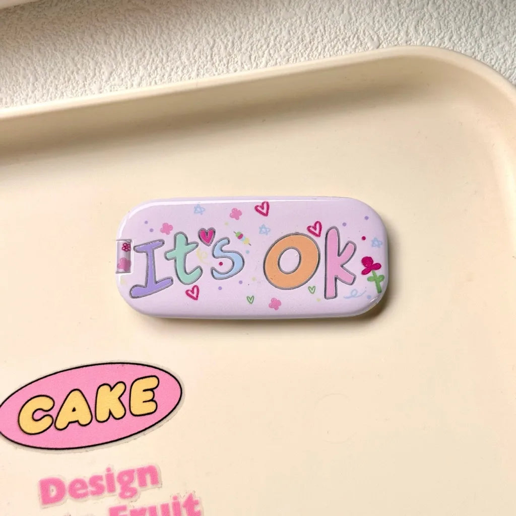 Korean Makeup Mirror Folding Invisible Cartoon Phone Holder Cute Portable Back Sticker New Desktop Universal Adhesive Support Oasis Select Pink