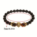 Vintage Tiger Eye Bracelet 1pc Stone Yellow Tiger Eye Black Round Bead Elastic Bracelet Jewelry Gift Oasis Select A
