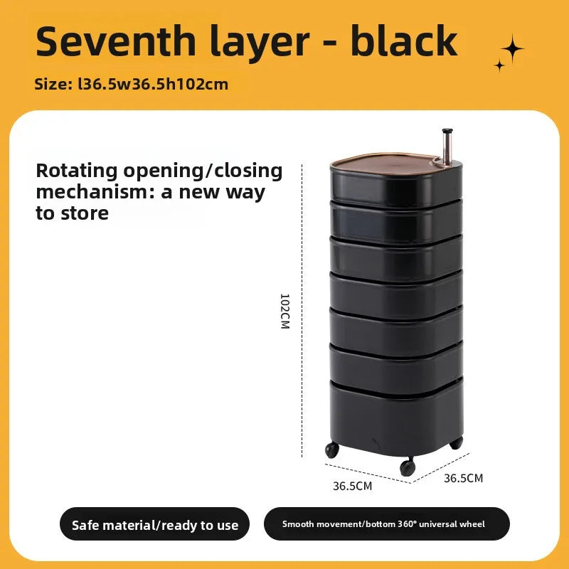 Bedside table 360 rotating mobile bedroom small cabinet Douyin Internet celebrity small storage simple locker Oasis Select 7 black
