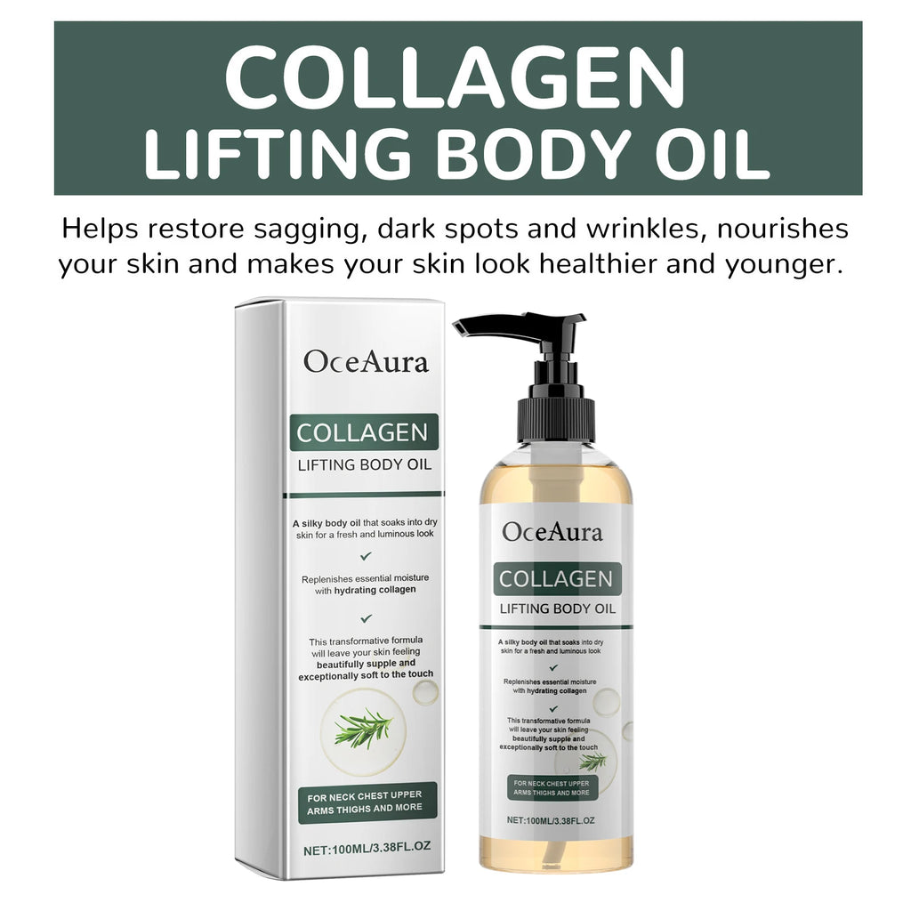 Oceaura Collagen Lifting Body Oil Firming Hydrating Anti Aging Brighten Smooth Dry Skin Reduce Fine Lines Full Body Massage Oil Oasis Select