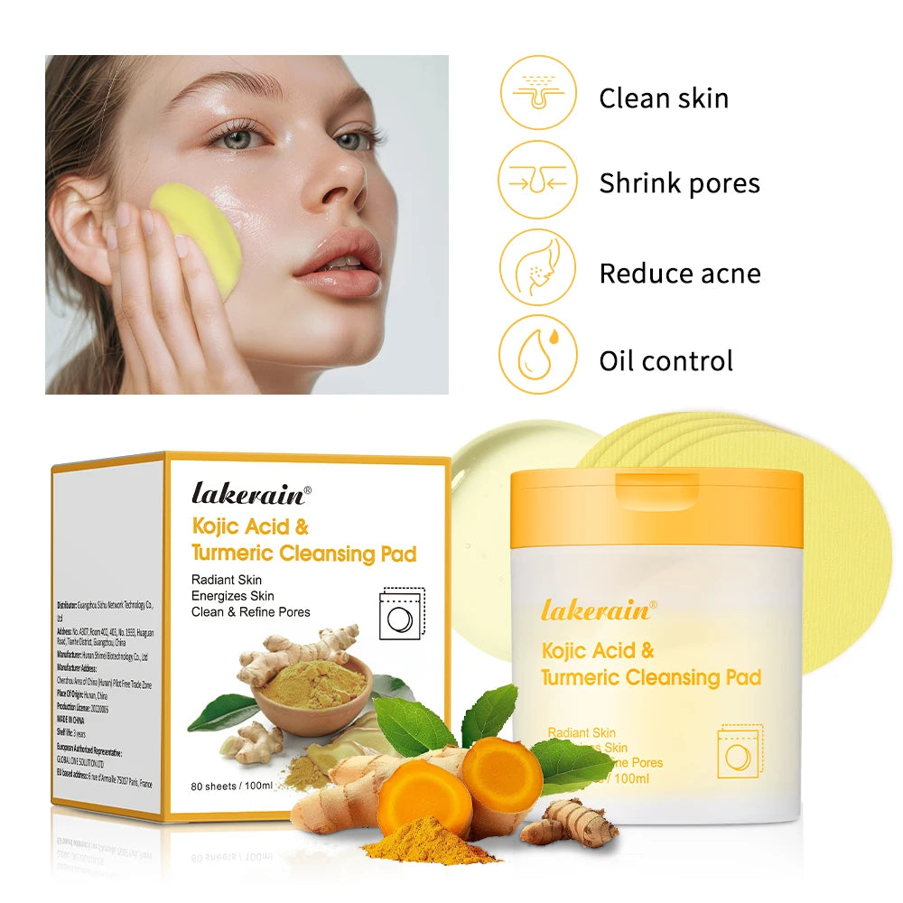 Turmeric & Kojic Acid Exfoliating Cleansing Pads – 80 Pack Exfoliating Cleansing Pads Oasis Select
