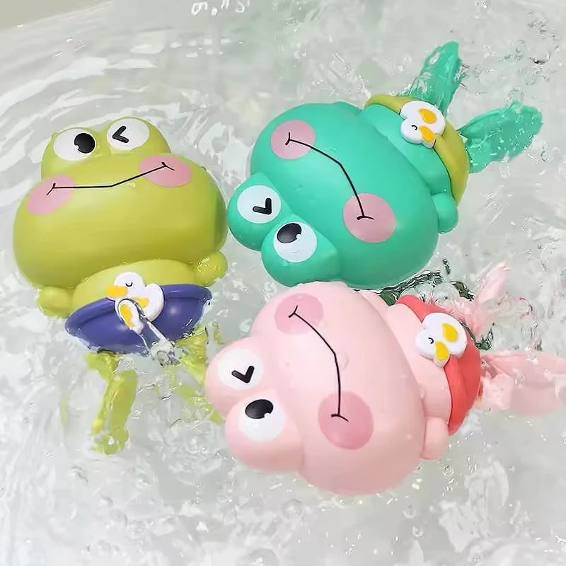 Wind-Up Swimming Frog Bath Toys for Toddlers, No Battery Mold-Free ABS Montessori Water Toy for Kids Oasis Select