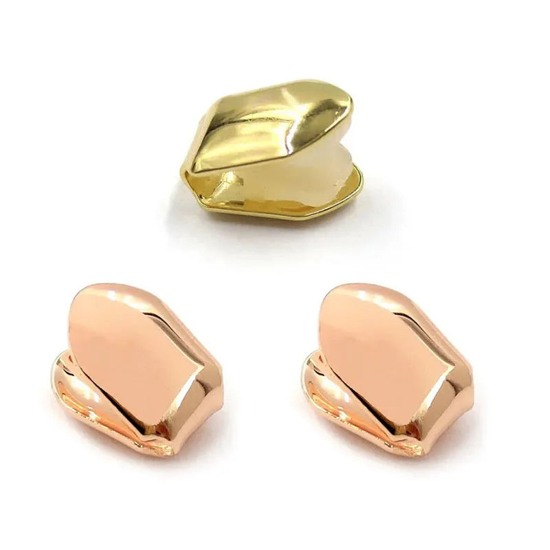 1/3/5Pcs 4 Colors Custom Fit Gold Plated HipHop Single Tooth Grillz Cap Top Bottom Dental Grill Teeth Caps Halloween Cosplay Oasis Select Mix-3pcs 3