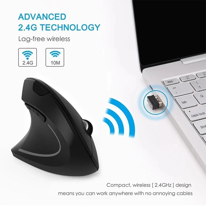 AyeBeau Vertical Ergonomic Wireless Bluetooth Mouse – 6 Button