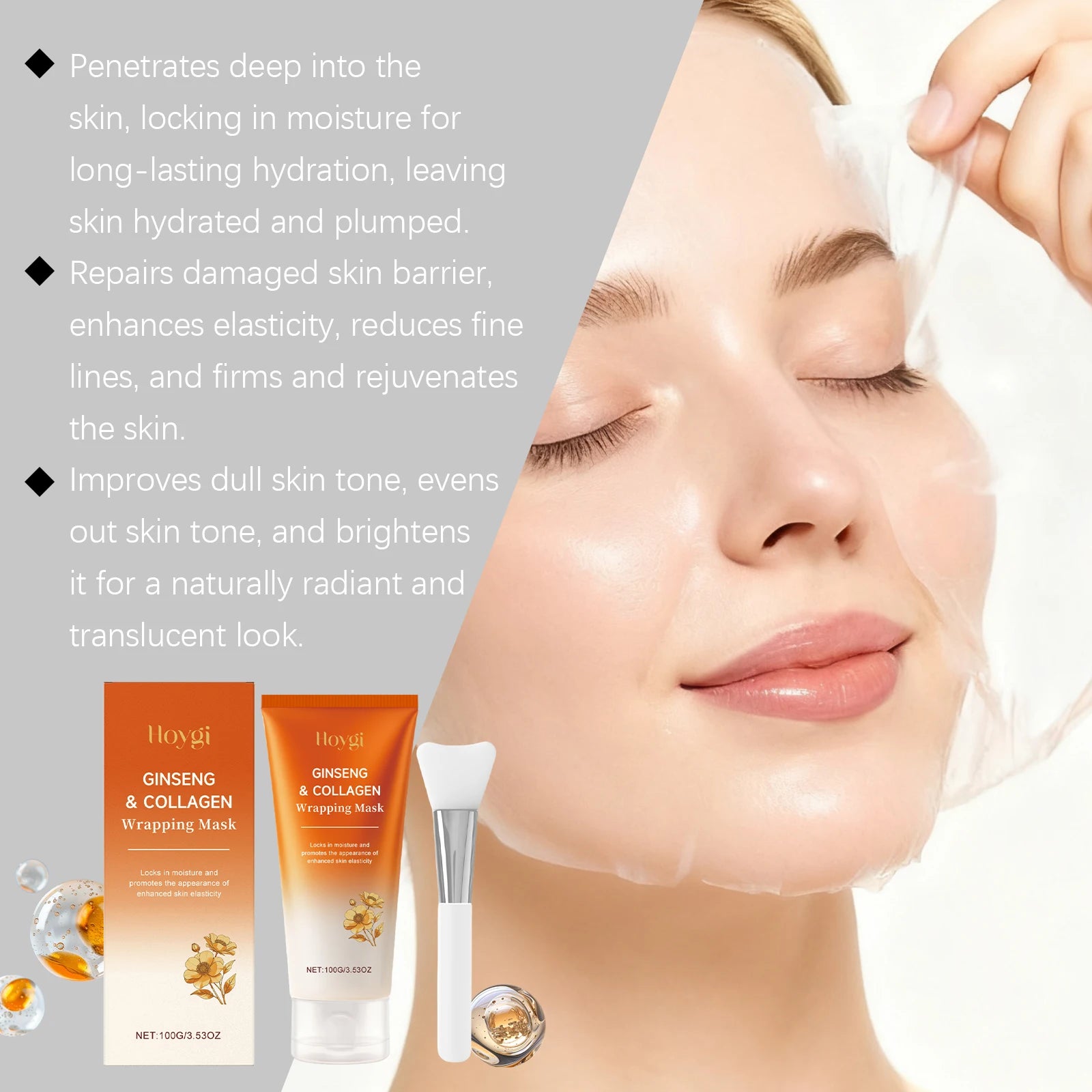 Hoygi Ginseng Collagen Peel-Off Mask – Firm & Brighten Skin Peel-Off Face Mask Oasis Select