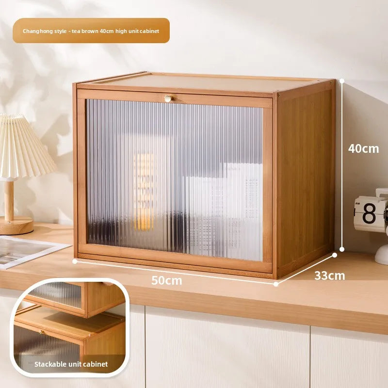 Solid wood bedside table simple retro locker small simple bedroom home 2025 new bedside shelf cabinet Oasis Select CH Brown-Large