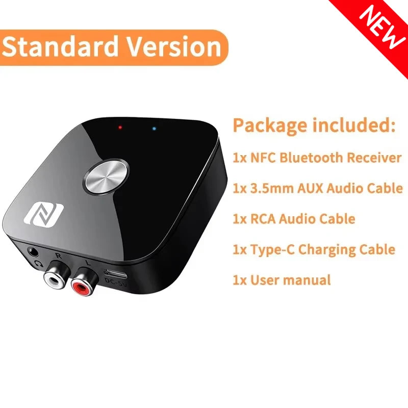 NFC Bluetooth 5.3 Audio Receiver 3.5mm AUX R/L RCA Stereo HIFI Music Wireless Adapter With Mic USB U-Disk Play Remote Control Oasis Select Standard Version v5.3