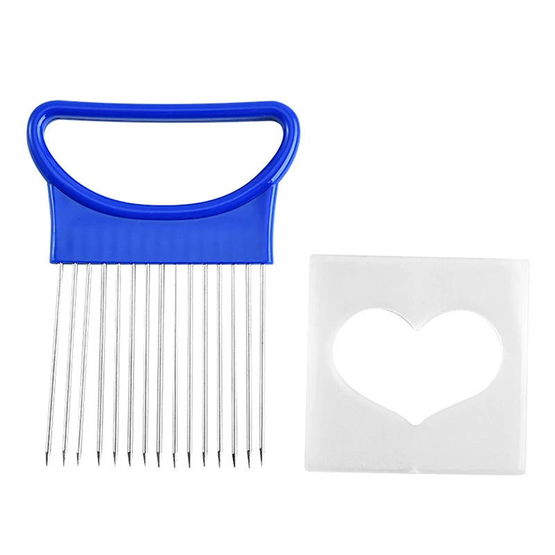 Heart-Shaped Onion Needle Multi-Functional Vegetable Slicer And Fruit And Vegetable Slicing Aid Oasis Select Blue