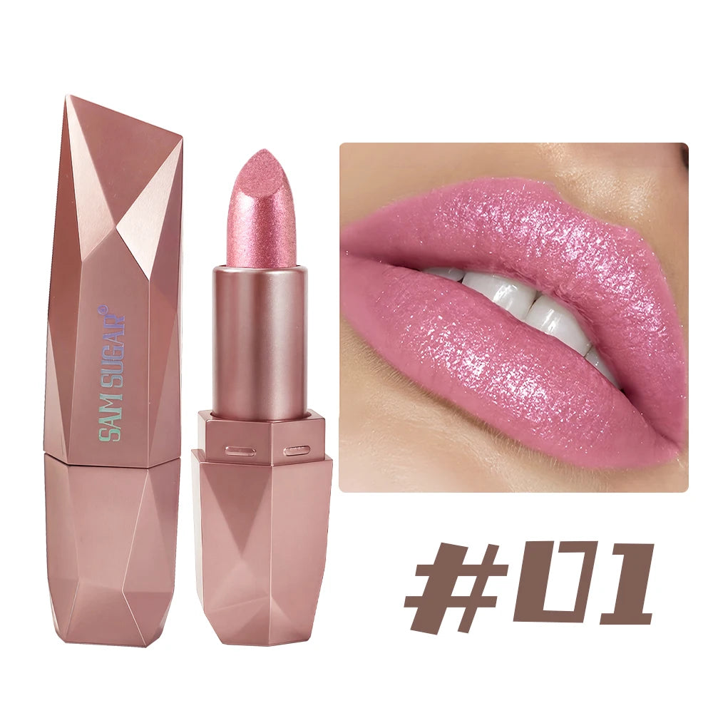 SAM SUGAR Diamond Glitter Lipstick – Metallic Pearlescent Shine