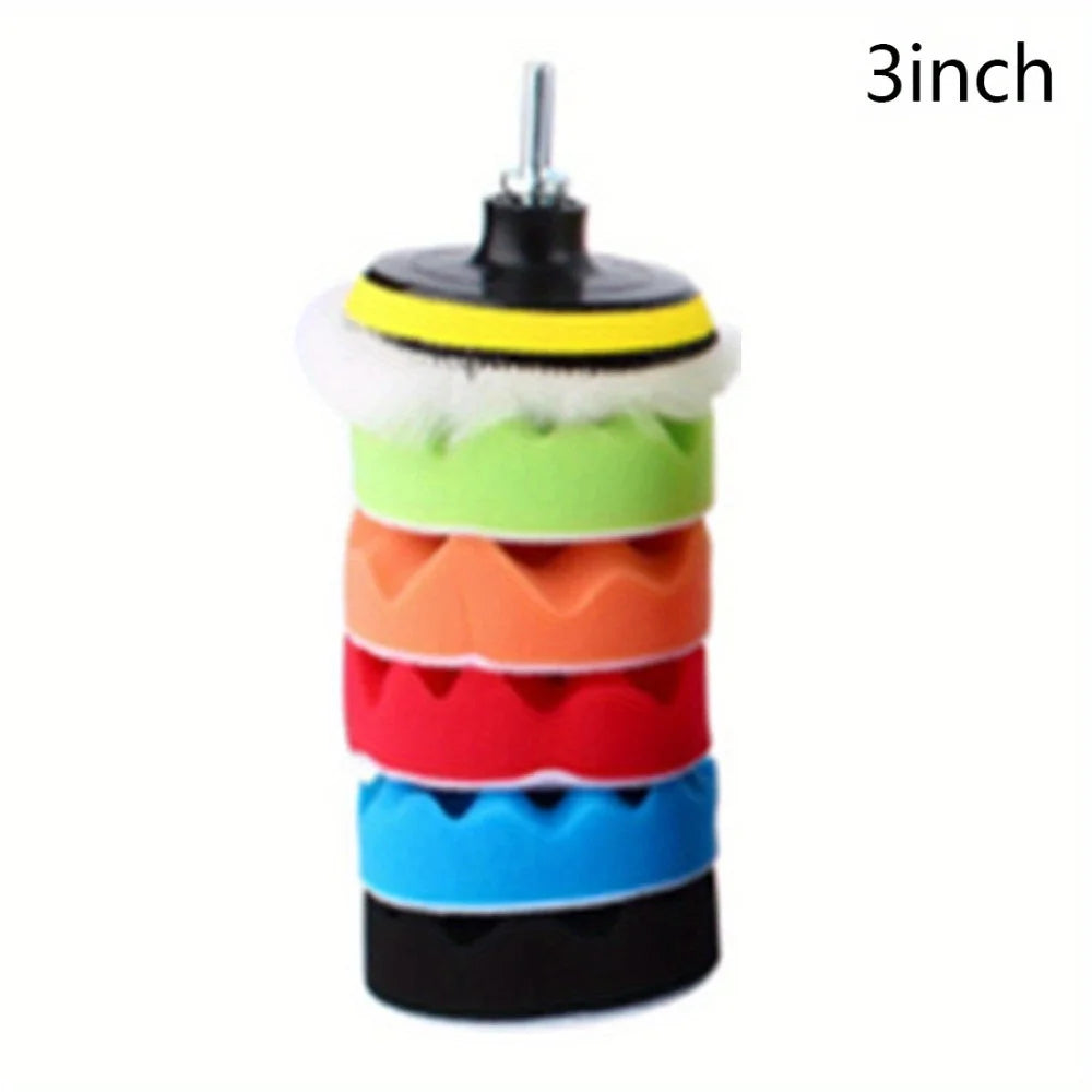3/5/7inch CarPolishing Disc 8Pcs/Set Self-Adhesive Buffing Waxing Sponge Wool Wheel Polishing Pad For Car Polisher Drill Adapter Oasis Select