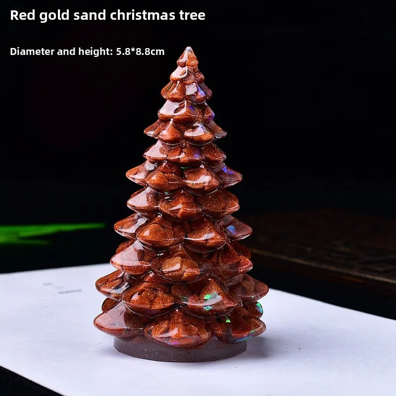 New Natural Crystal Crushed Stone Christmas Tree Resin Decorative Item for Home Desktop Decoration Christmas Display Oasis Select K 5.8cm x 8.8cm