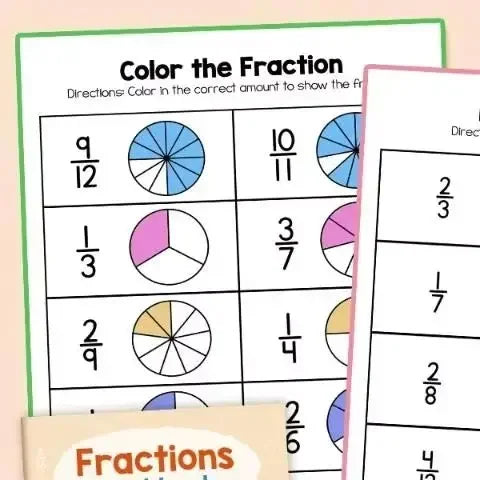 Basic Fraction Learn and Practice Training Workbook Fraction Fact Teacher Teaching Aids Primary School Math Cognitive Test Book Oasis Select
