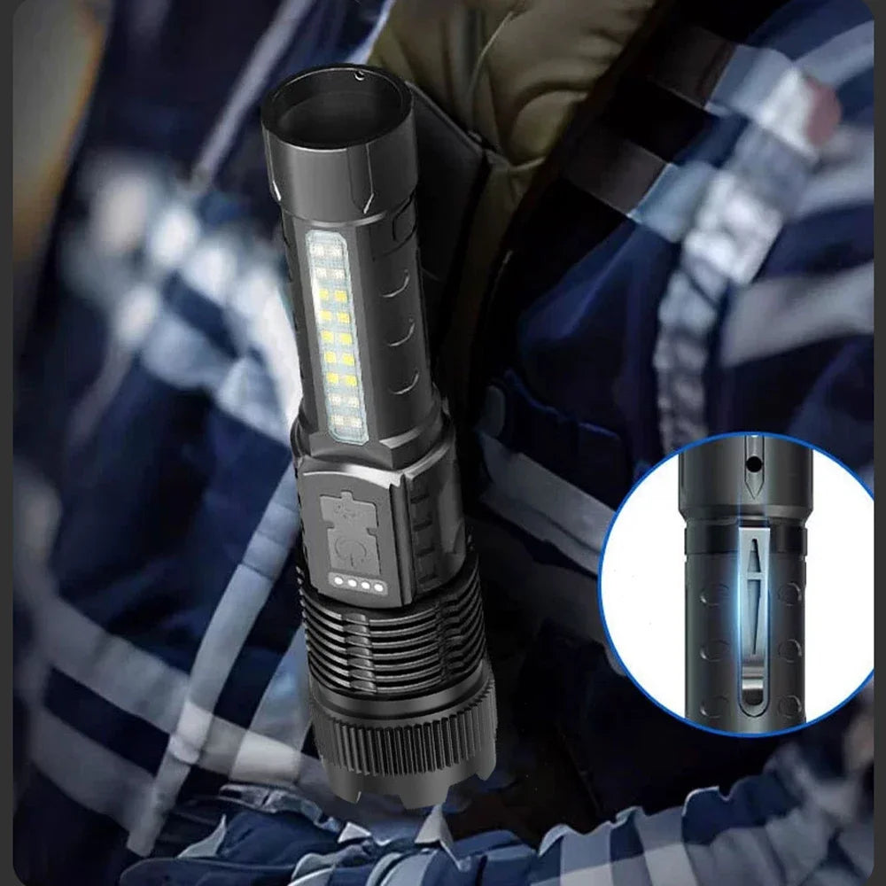 High Power LED Flashlight USB Rechargeable Torch Strong Light Flashlight Long Range Tactical Zoom Lamp Outdoor Camping Lantern Oasis Select