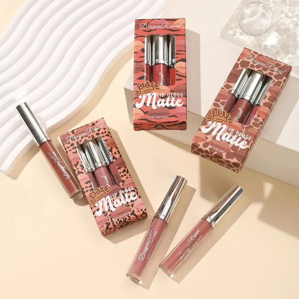 Dragon Ranee 3-Pack Matte Lip Gloss Set | Waterproof Liquid Lipstick