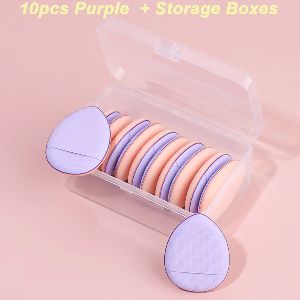 1/6/10Pcs Mini Finger Puff Foundation Small Air Cushion Powder Sponge Face Concealer BB Cream Cosmetic Applicator Makeup Tools Oasis Select 10Pcs purple